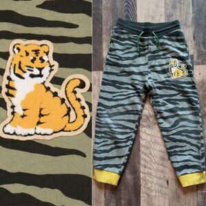 Kenzo Kids Joggers Unisex Kotora Fleece Trousers Tiger Patch